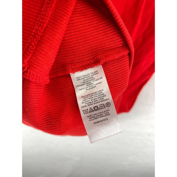 LOFT Women’s Small Viva Red Ruffle‎ Cuff Mixed Media Blouse Crew Neck Office NWT - Picture 6 of 7